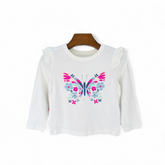 Baby Girl Full Sleeves White Butterfly T-Shirt